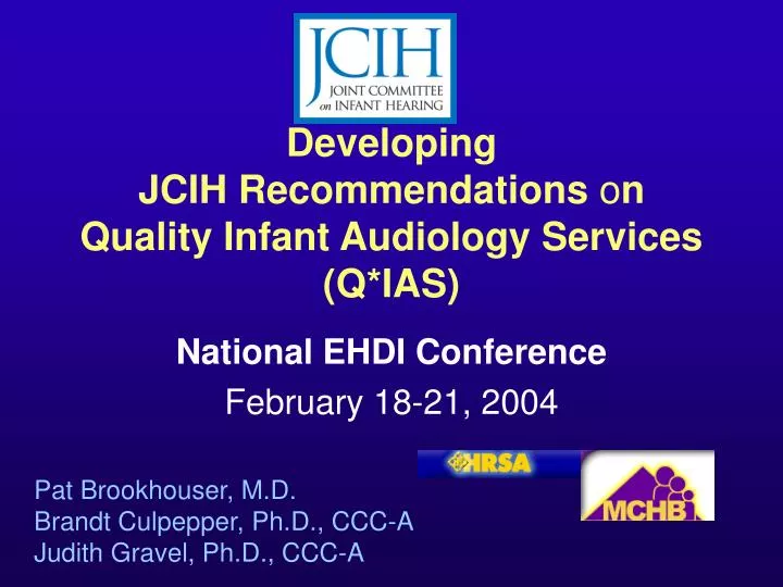 developing jcih recommendations o n quality infant audiology services q ias