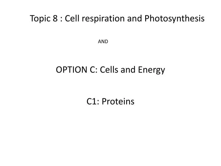 option c cells and energy