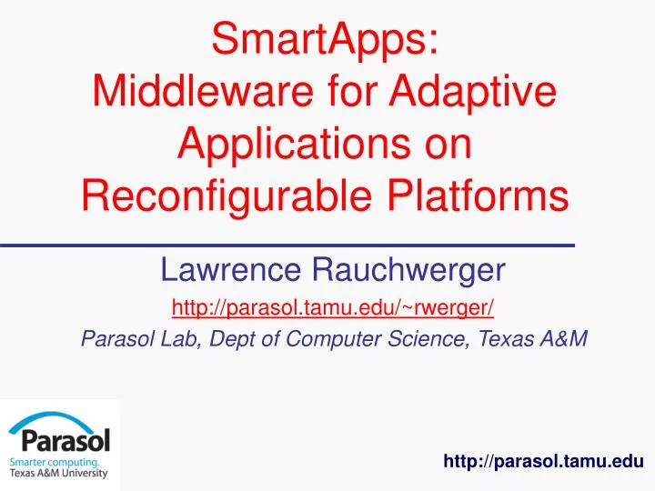 smartapps middleware for adaptive applications on reconfigurable platforms