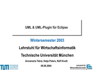 wintersemester 2003 lehrstuhl f r wirtschaftsinformatik technische universit t m nchen