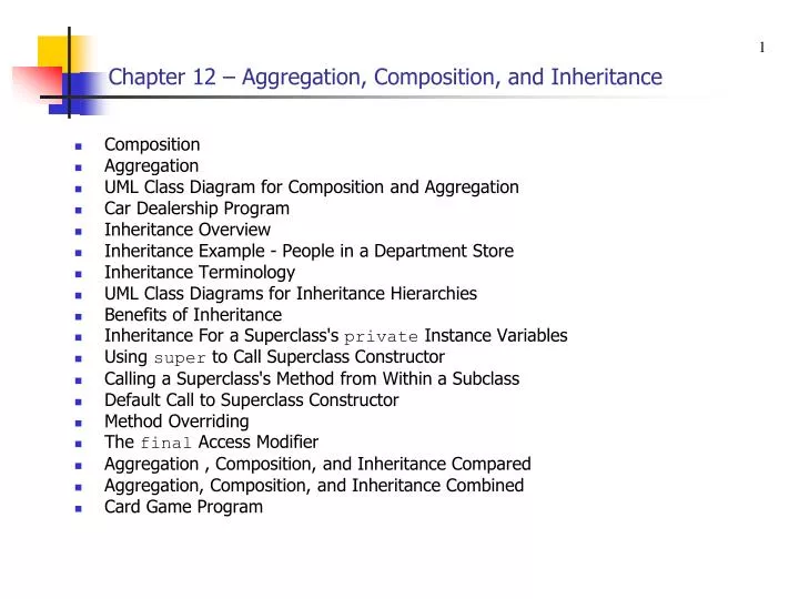 chapter 12 aggregation composition and inheritance