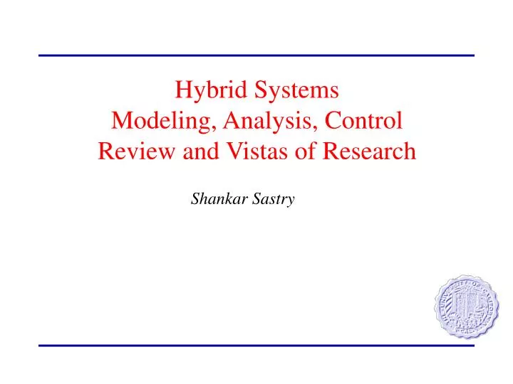hybrid systems modeling analysis control review and vistas of research