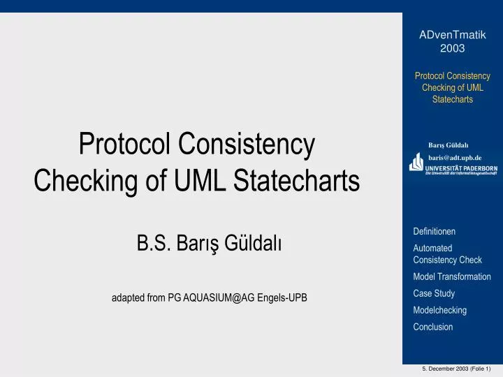 protocol consistency checking of uml statecharts