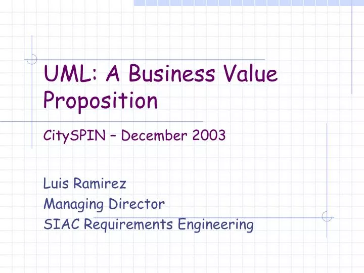 uml a business value proposition