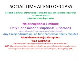 SOCIAL TIME AT END OF CLASS