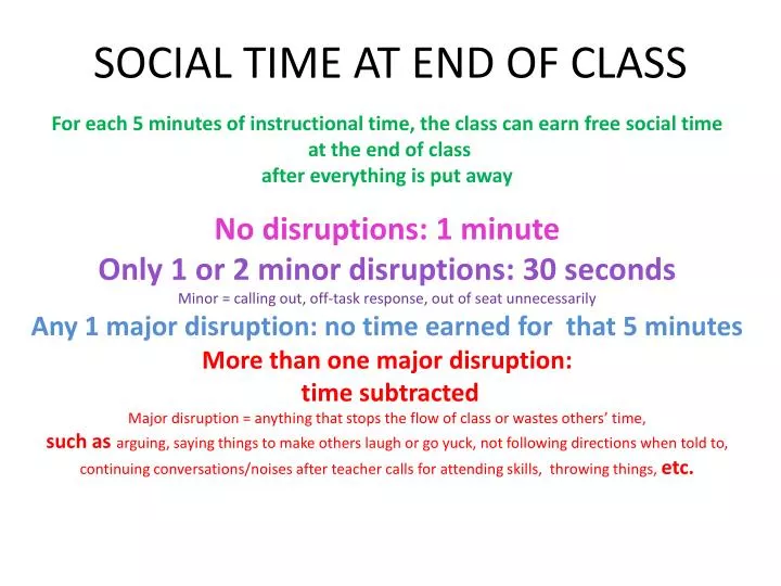 social time at end of class