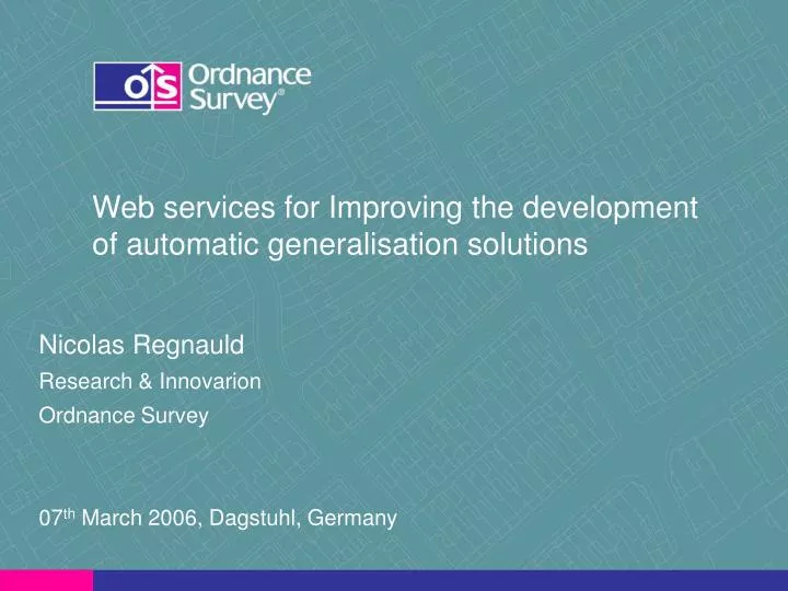 web services for improving the development of automatic generalisation solutions
