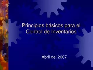 principios b sicos para el control de inventarios
