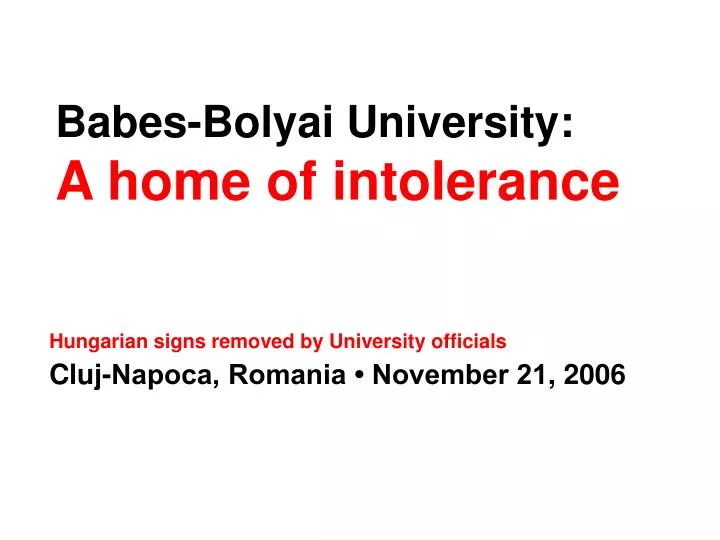 babes bolyai university a home of intolerance