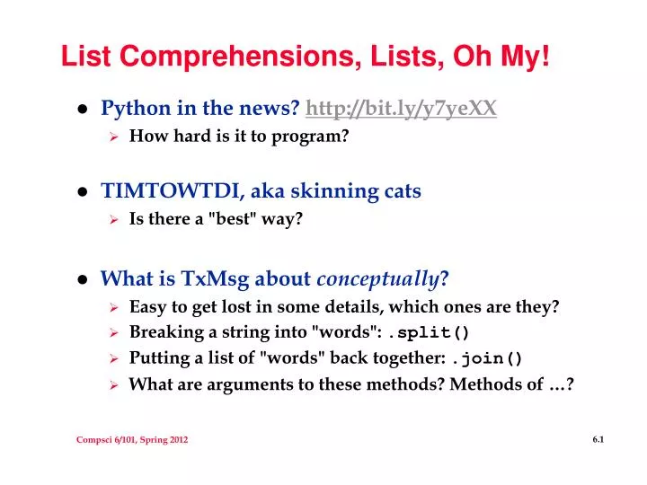 list comprehensions lists oh my