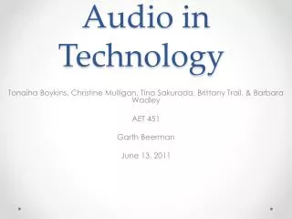 Audio in Technology