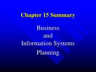 Chapter 15 Summary