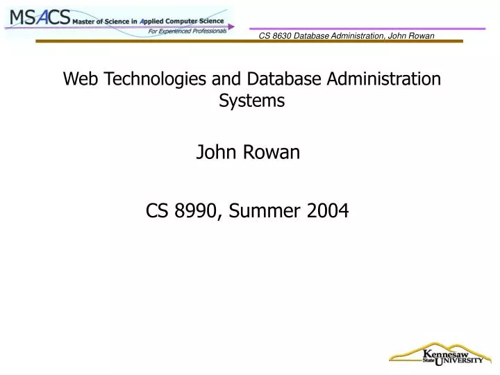 web technologies and database administration systems