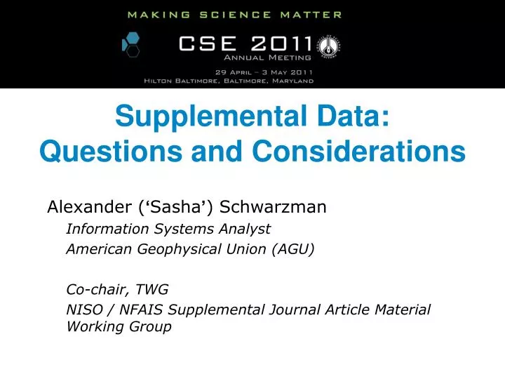 supplemental data questions and considerations