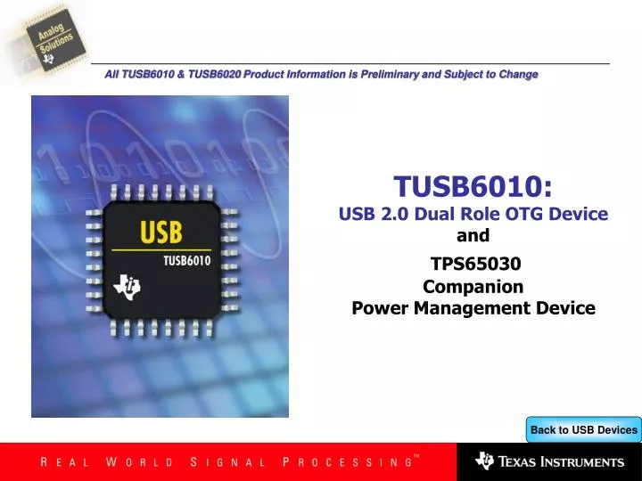 tusb6010 usb 2 0 dual role otg device and tps65030 companion power management device