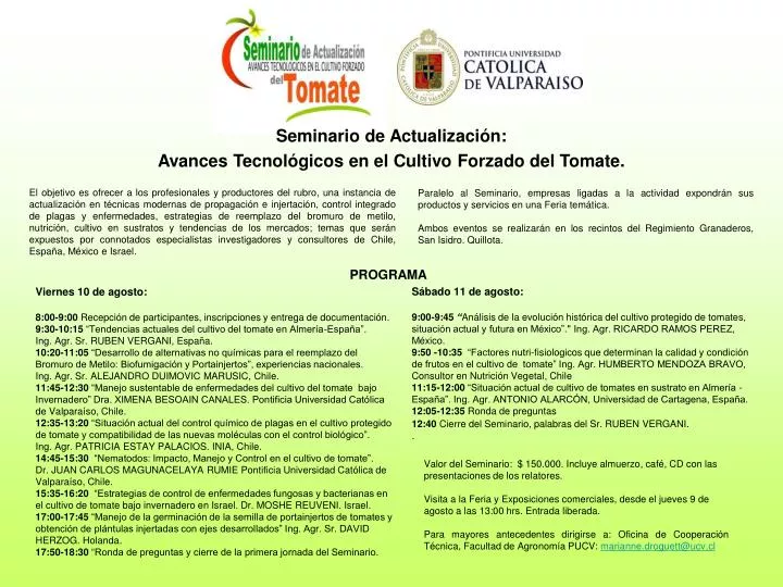 seminario de actualizaci n avances tecnol gicos en el cultivo forzado del tomate