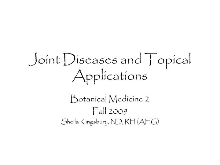 joint diseases and topical applications
