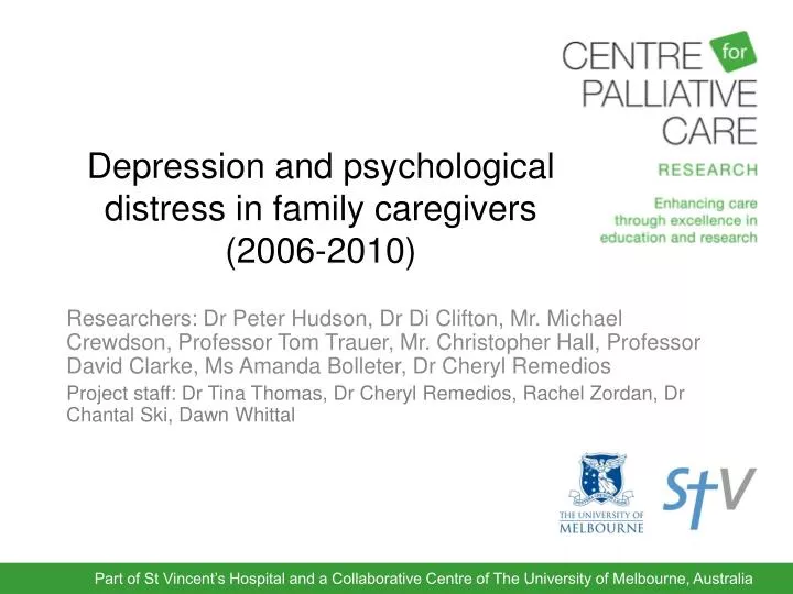 depression and psychological distress in family caregivers 2006 2010