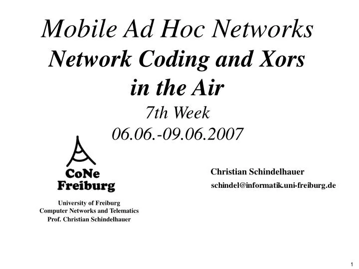 mobile ad hoc networks network coding and xors in the air 7th week 06 06 09 06 2007