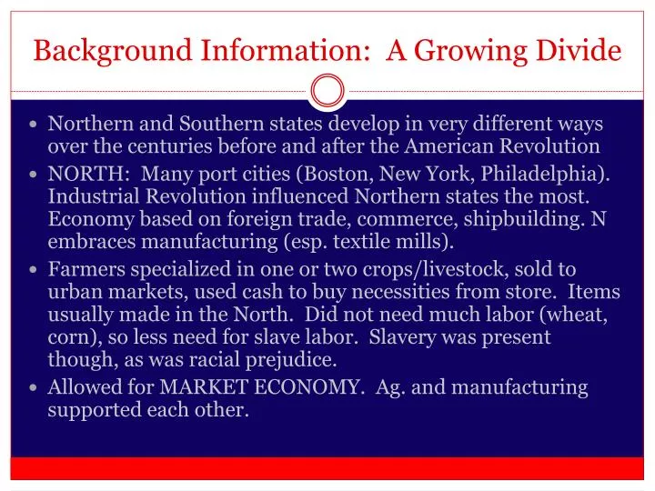 background information a growing divide