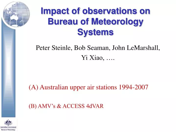 impact of observations on bureau of meteorology systems