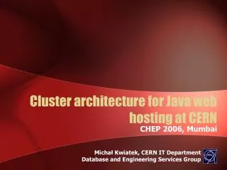 Cluster architecture for Java web hosting at CERN