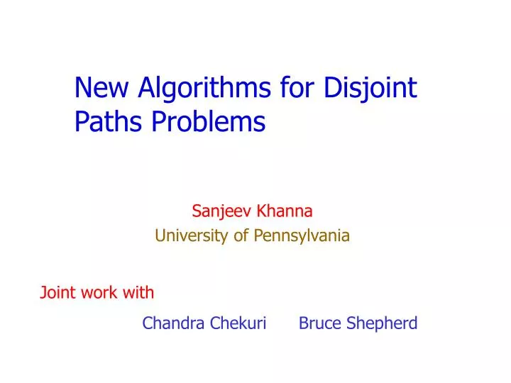 new algorithms for disjoint paths problems
