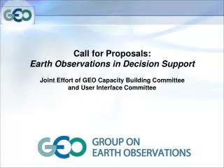 Call for Proposals: Earth Observations in Decision Support
