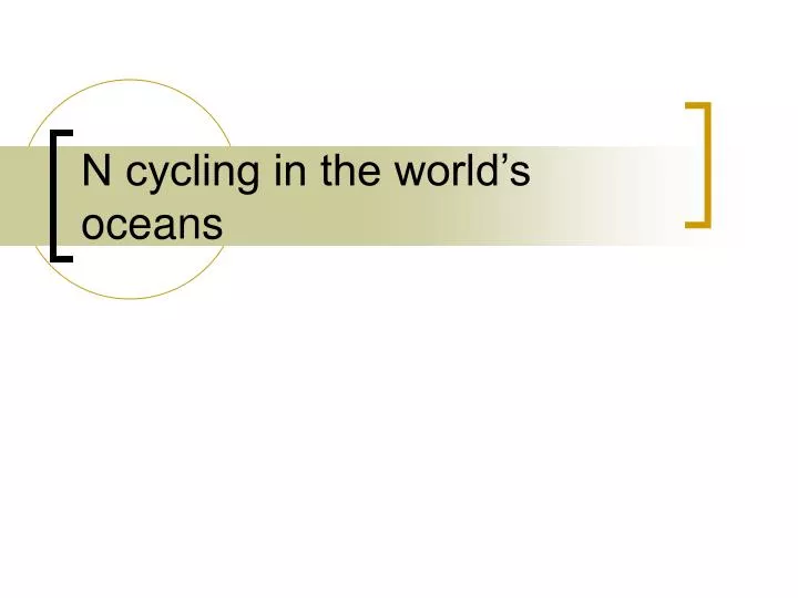 n cycling in the world s oceans