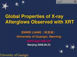 Global Properties of X-ray Afterglows Observed with XRT