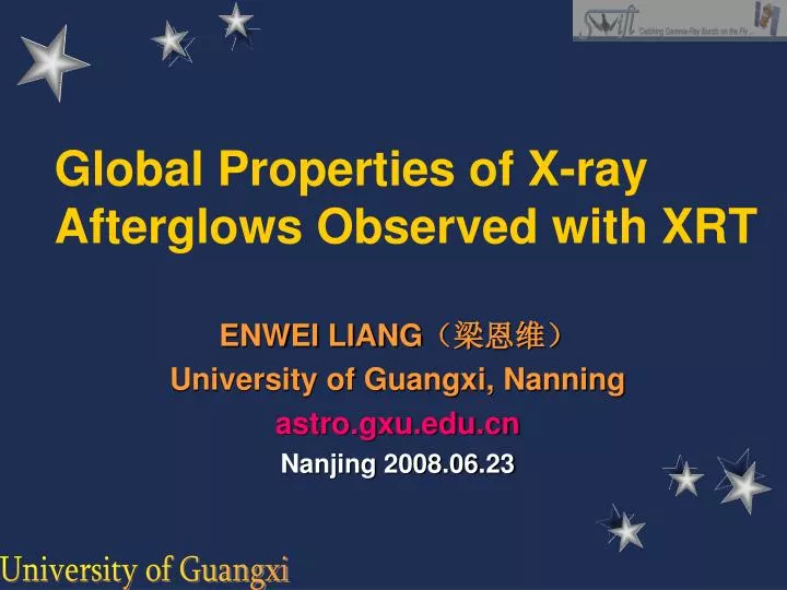 global properties of x ray afterglows observed with xrt