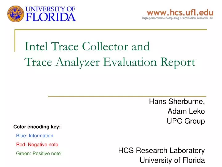 intel trace collector and trace analyzer evaluation report