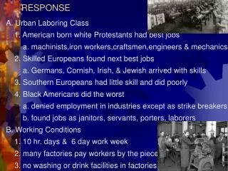 IX. LABOR, WORKING CONDITIONS &amp; RESPONSE