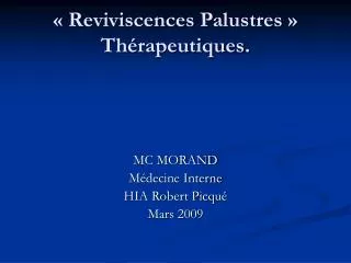 reviviscences palustres th rapeutiques