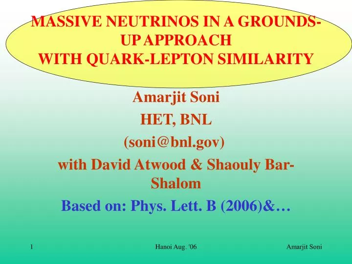 massive neutrinos in a grounds up approach with quark lepton similarity