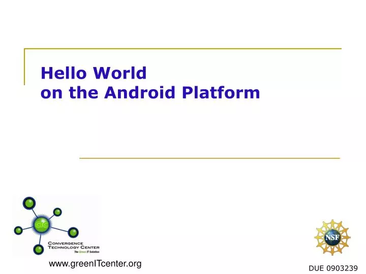 hello world on the android platform