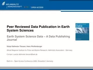 Peer Reviewed Data Publication in Earth System Sciences