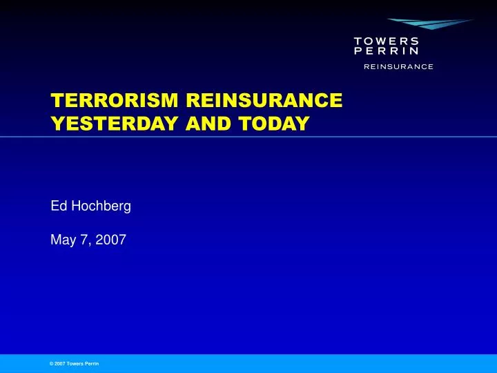 terrorism reinsurance yesterday and today