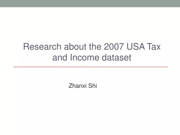 research about the 2007 usa tax and income dataset