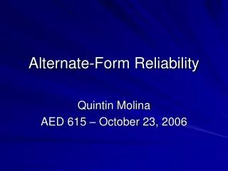 Alternate-Form Reliability