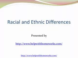 Racial and Ethnic Differences