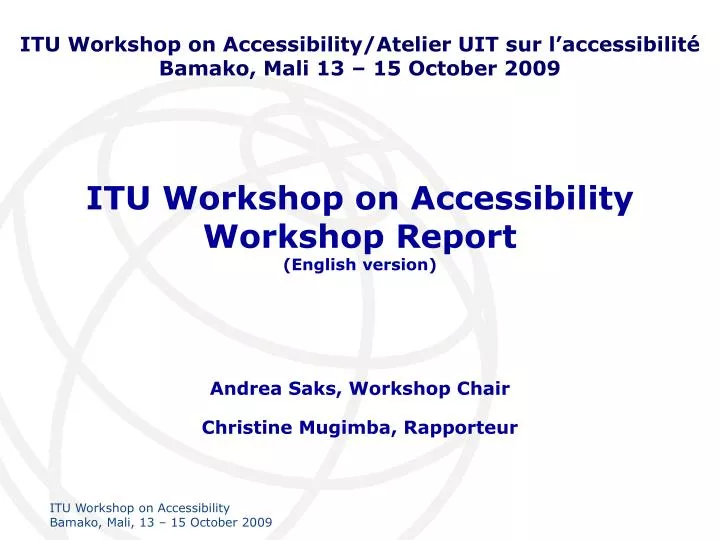 itu workshop on accessibility workshop report english version