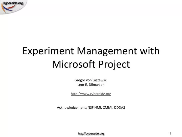 experiment management with microsoft project