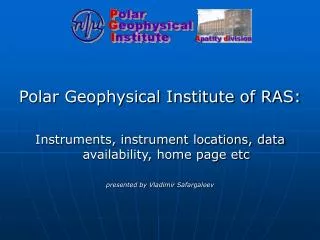 Polar Geophysical Institute of RAS:
