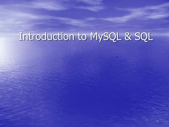 introduction to mysql sql