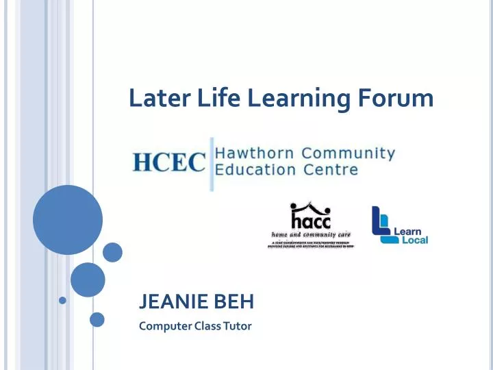 later life learning forum