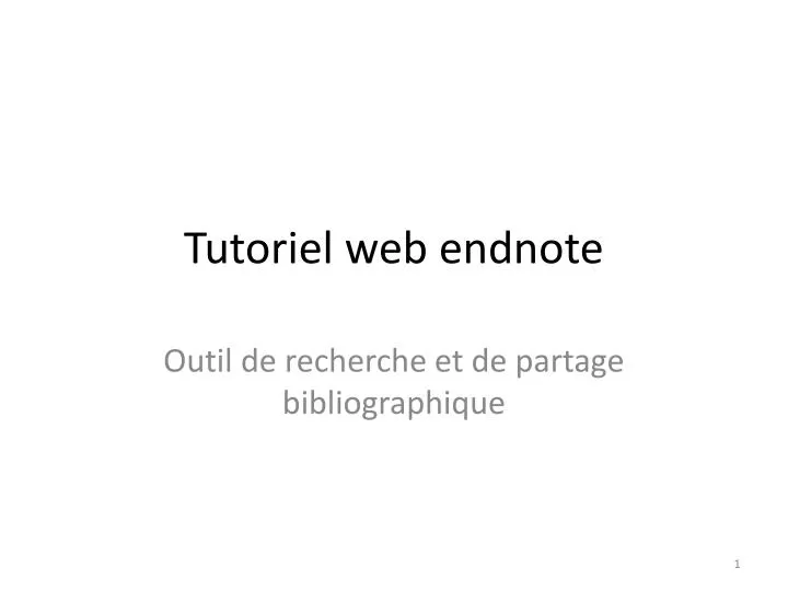 tutoriel web endnote
