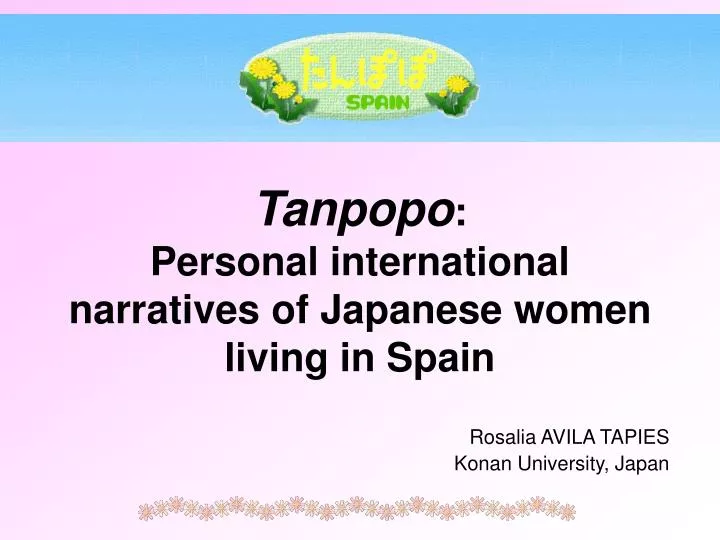 tanpopo personal international narratives of japanese women living in spain