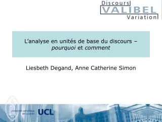 l analyse en unit s de base du discours pourquoi et comment