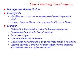Case 1 Fitzburg Tire Company